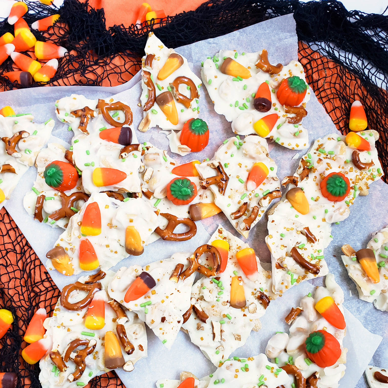 Easy Halloween Peanut Candy Corn Bark