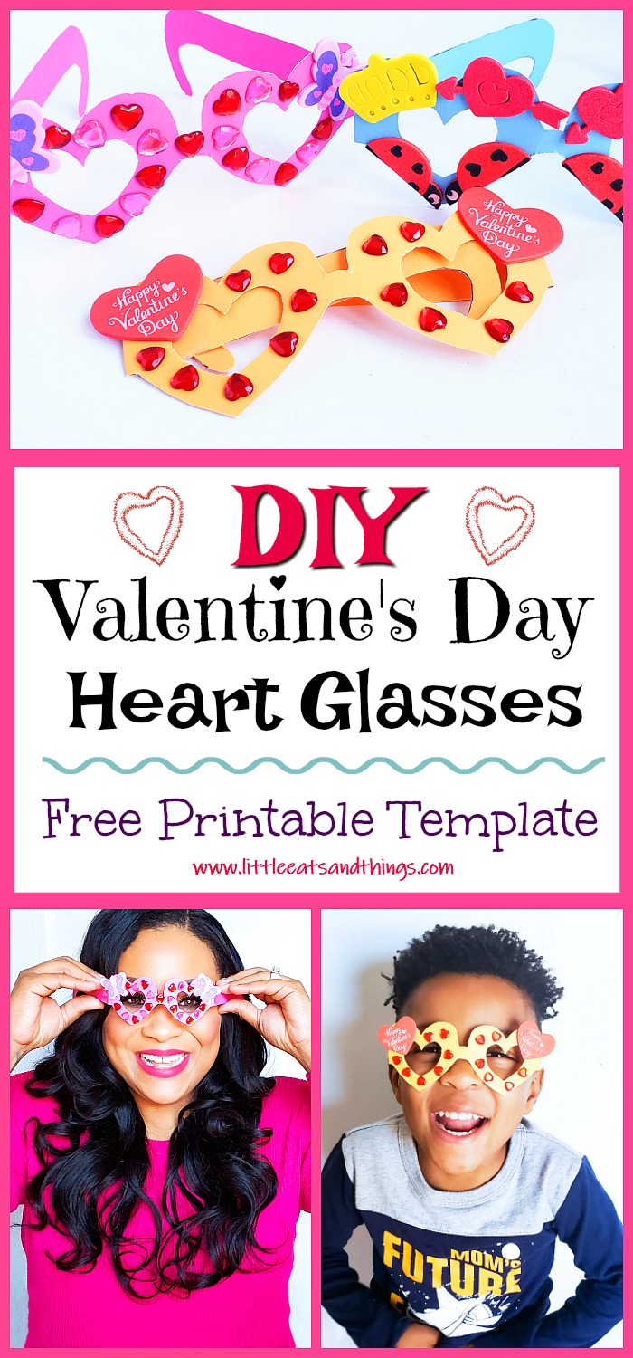 Kids' Valentine's Glasses – Pink, Orange, and Blue Cute Valentine’s Day Glasses. make this printable set of fabulous Heart Glasses. Adorable Kids Valentines idea #printables #valentinesday #valentines #kidsvalentines 