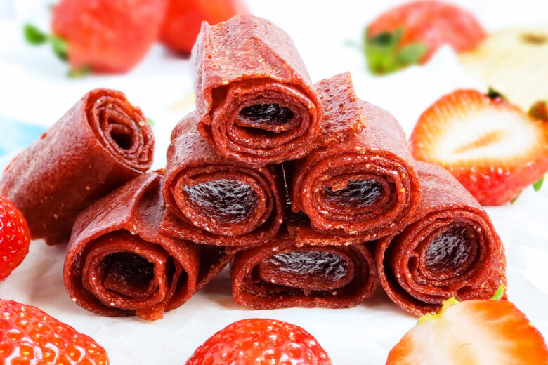 These 3-Ingredient Homemade Strawberry Fruit Roll-Ups are such an easy, healthy, and delicious way to make your very own fruit leather…. without any fancy equipment! Easy Healthy Strawberry Fruit Snacks. #fruitleather #strawberryfruitsnacks #fruitrollup #healthysnacksforkids littleeatsandthings.com