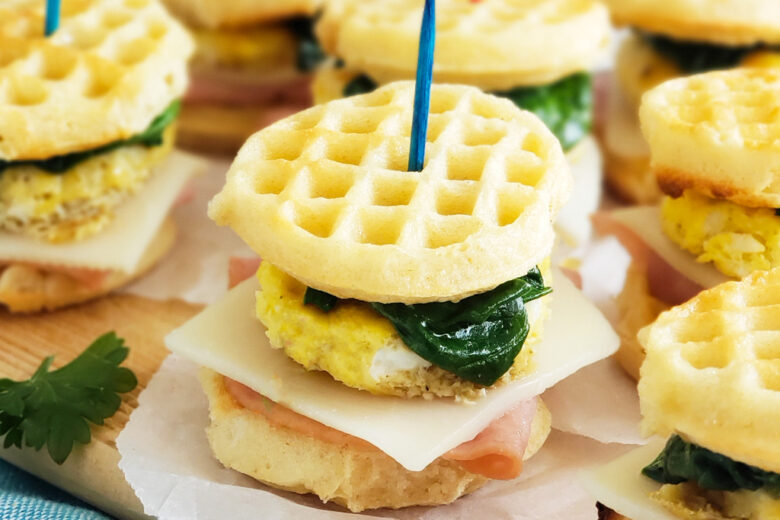 And what better way to celebrate WEGGSDAY than with these Mini Ham, Egg, & Spinach Waffle Sliders made with mini eggo waffles. Littleeatsandthings.com