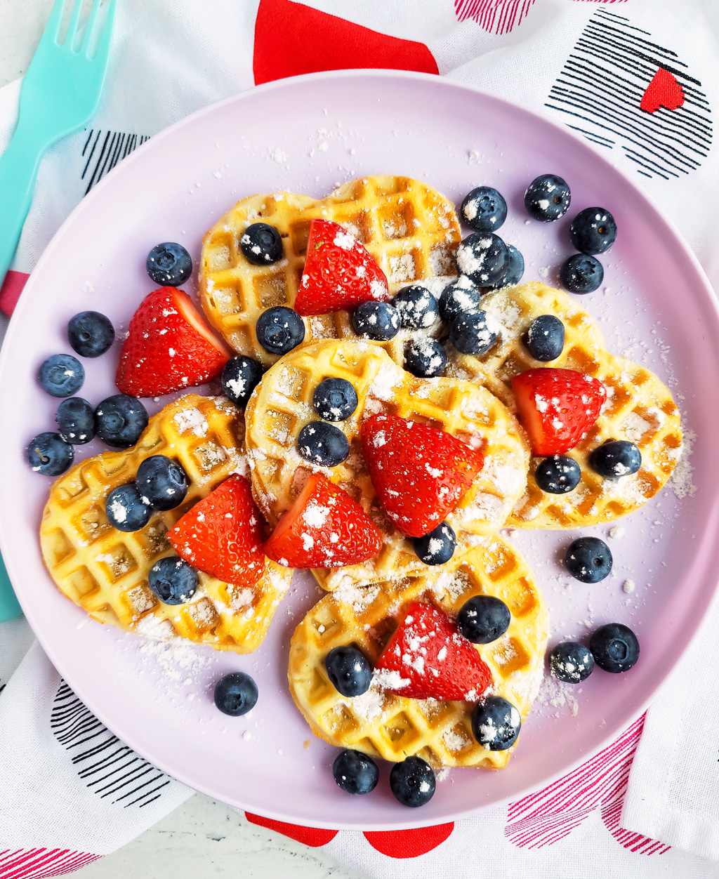 Berry Yummy Mini Heart Waffles