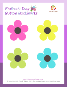 DIY Mother’s Day Gift Ideas: Flower Buttons Bookmark littleeatsandthings.com littleeatsandthings.com