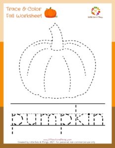 Fall Activity Sheet-Tracing Pumpkin- Free Printable littleeatsandthings.com