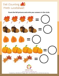 Fall Activity Sheet-Adding- Free Printable littleeatsandthings.com