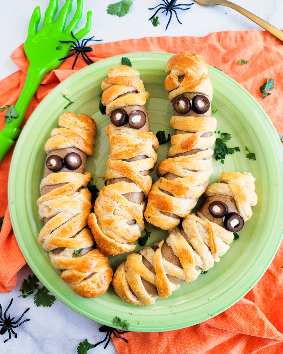 Jalapeno Cheddar Hot Dog Mummies for Halloween littleeatsandthings.com