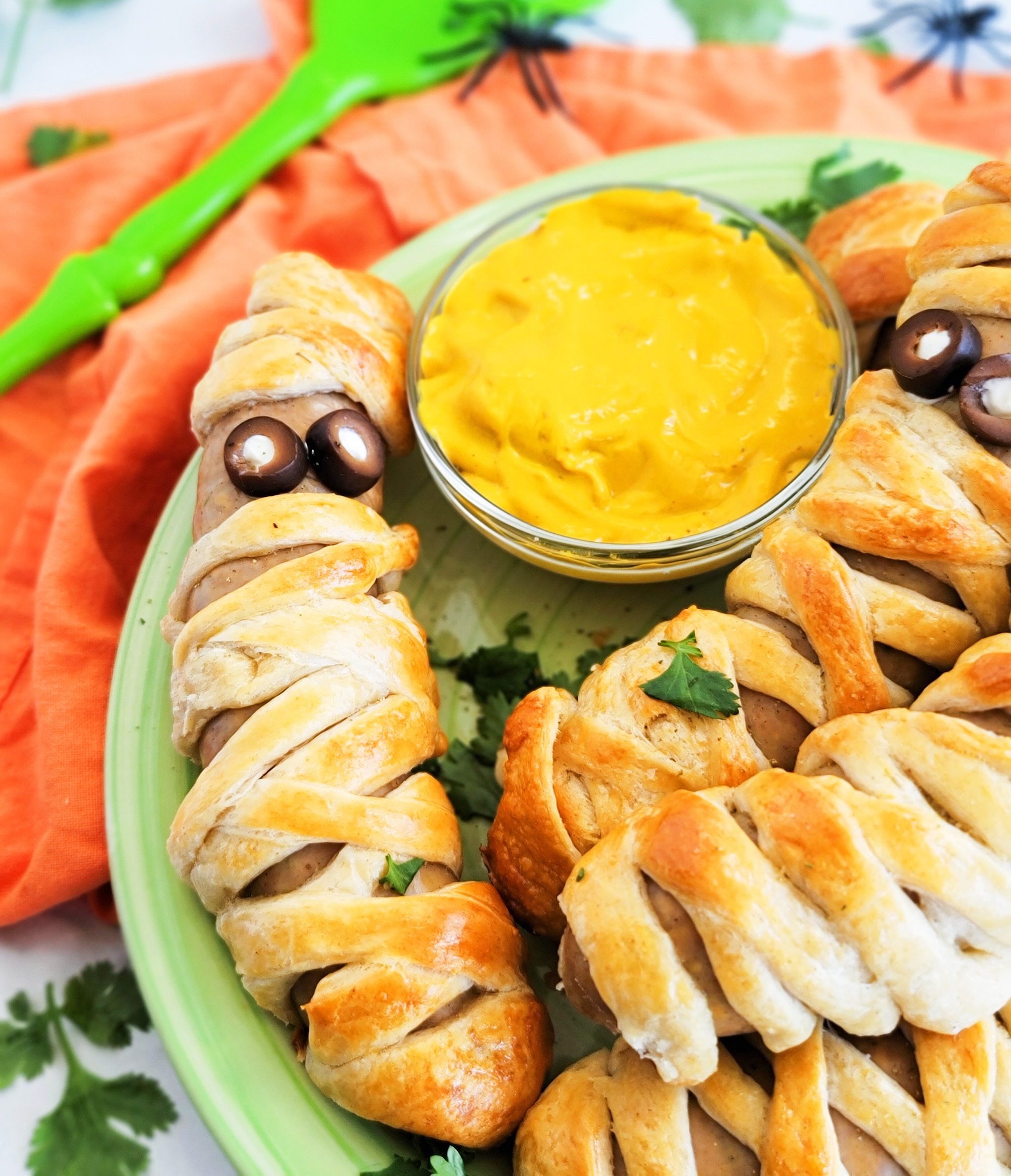 Jalapeno Cheddar Hot Dog Mummies for Halloween littleeatsandthings.com