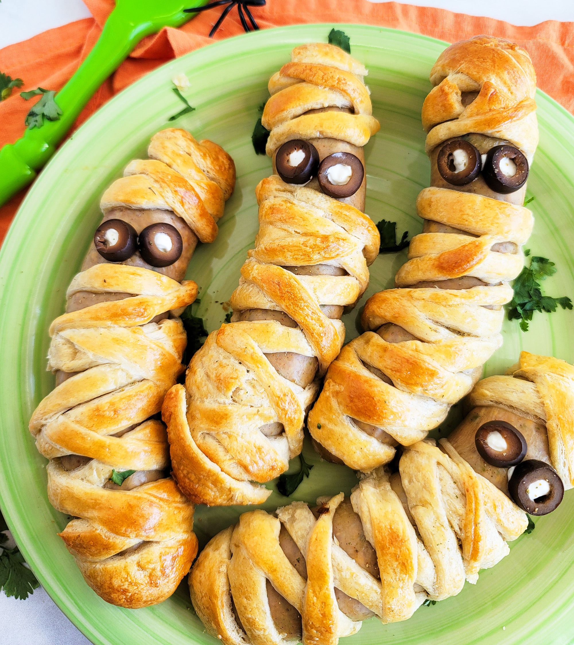 Jalapeno Cheddar Hot Dog Mummies for Halloween littleeatsandthings.com