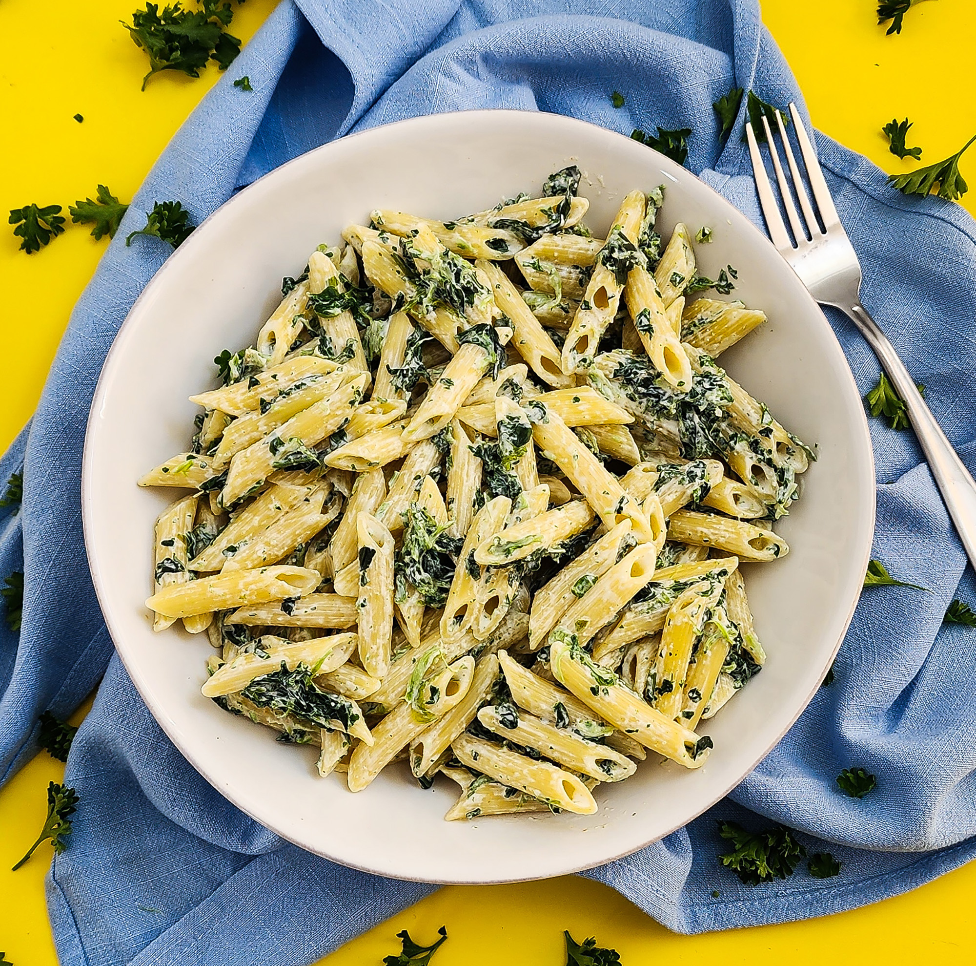 Creamy Spinach & Garlic Pasta